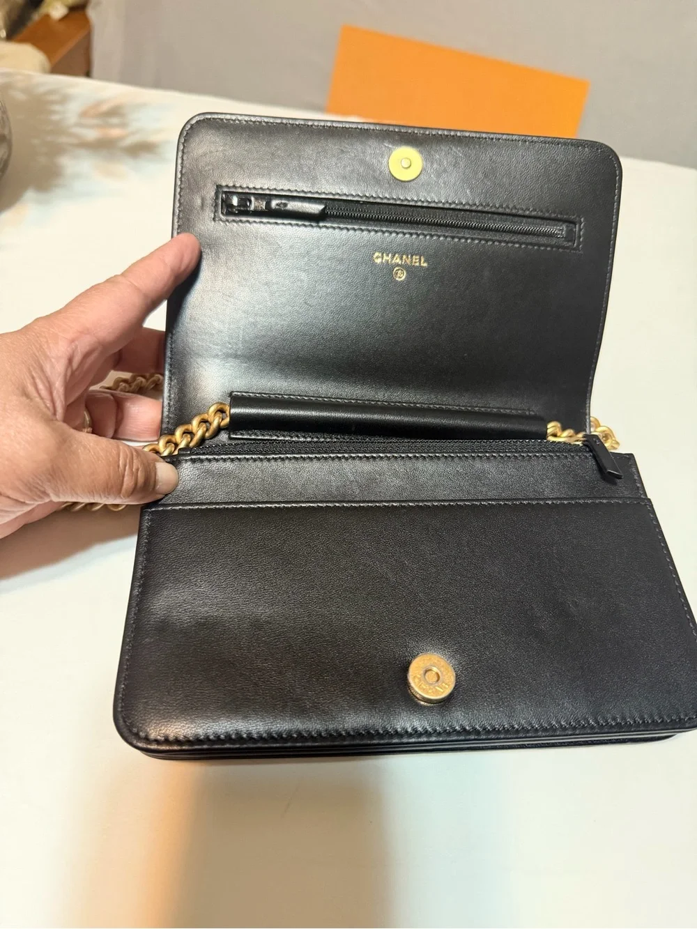 Quilted boy wallet on chain